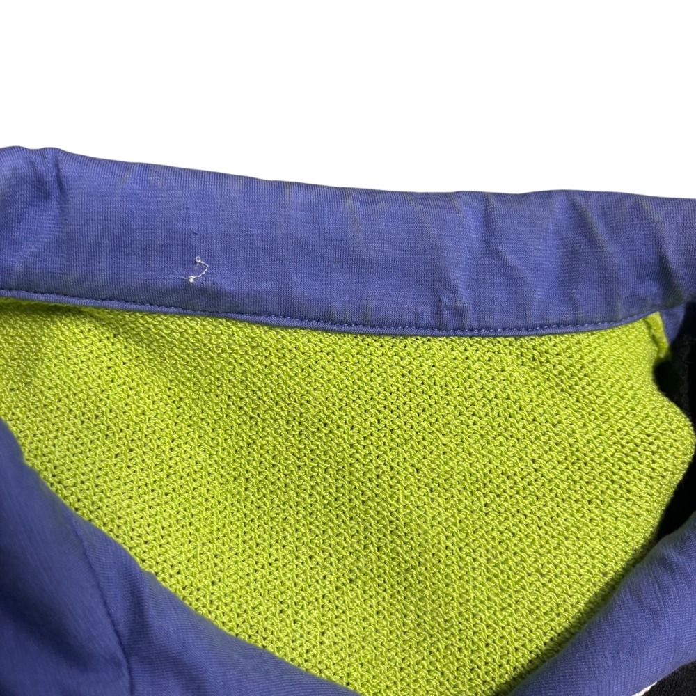 St John Sport Womens Lime Green Quarter Zip Knit Sweater Colorblock Black Purple - Picture 7 of 14